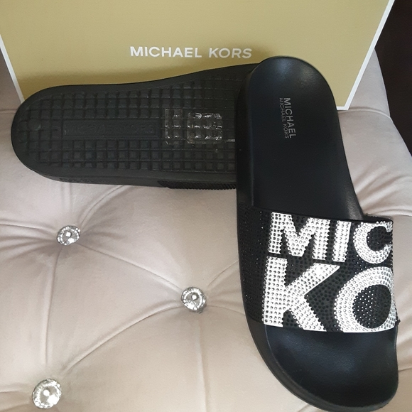 mk gilmore crystal embellished slide sandal - Picture 10 of 10